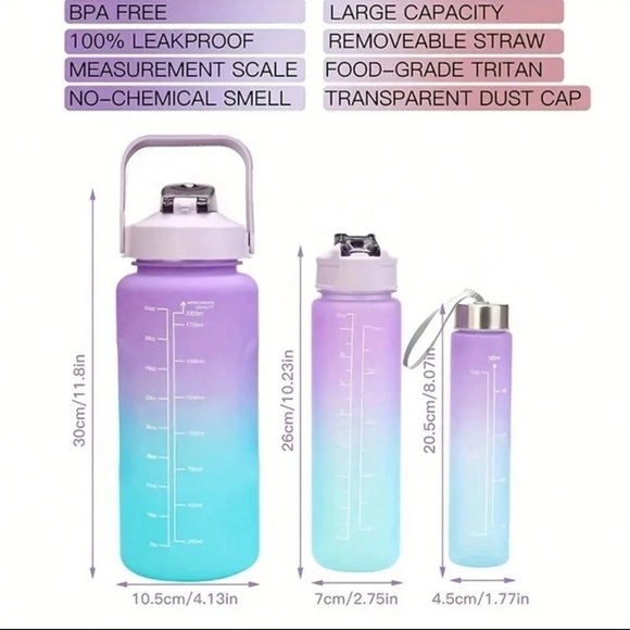 Set of 3 matching Water Bottles *NEW* - Picture 10 of 11